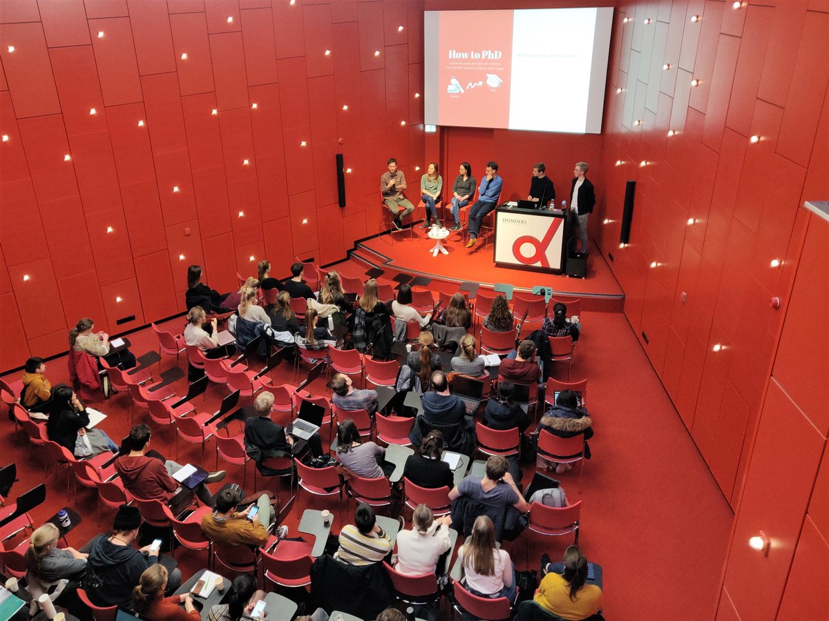 EduDrite's tweet photo. Last week, we hosted our first How to PhD event @DondersInst. We thank our speakers @AnneMickan, @ThielenJordy, Brooke Latour and David Norris for providing current Master students with many interesting insights and important advice for their PhD journey. (1/3) https://t.co/MxGfJZzwTc