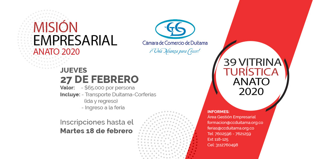 #MisiónEmpresarial | Recuerda que hoy vence el plazo para inscribirte y poder disfrutar de la #VitrinaAnato2020. Los invitados de honor en esta versión serán, 🇵🇪 Perú, una de las cocinas más importantes del mundo, y el 🇨🇴 Meta, la tierra linda del joropo.