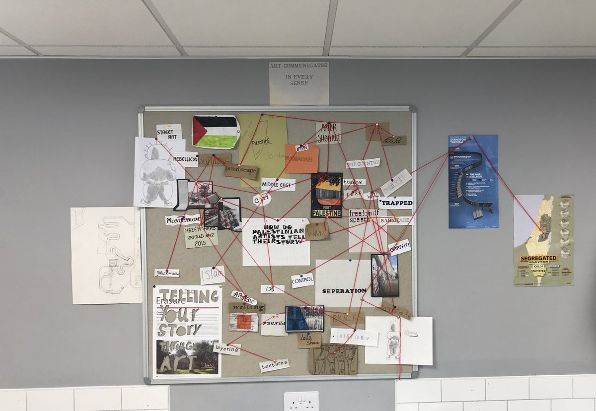 riversideartdep's tweet photo. Art Communicates, In Every Sense #tc2 year 9 students collaborated to understand the link between art works by contemporary Palestinian artists from the #intimateterrains exhibtion at the @palmuseum in Ramallah. Art threshold concepts by @artpedagogy 🙌🏽 https://t.co/d5T8hUaf4R