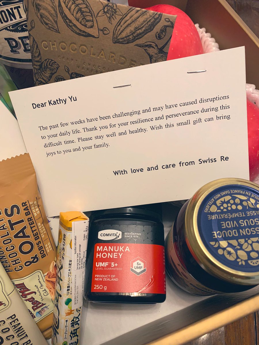 To be honest, the last couple of weeks working from home have been tough mentally with the pressure of #Coronavirus and also wild rumours everywhere. It’s nice that our company acknowledges it in such a nice way, what a pleasant surprise! Thank you <a href="/SwissRe/">Swiss Re</a> #workplacewellness