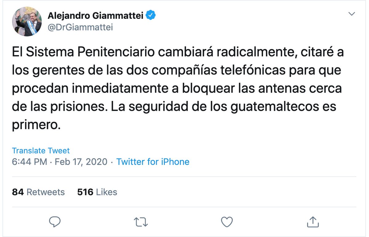 Esto era justo lo que hacía la ley de control de telecomunicaciones (mal llamada ley “Tigo”): Bloquear señal y extorsiones desde las cárceles y promover la banda ancha. Ley aprobada por congreso y derogada por la CC. Era una buena ley. Le sería útil al presidente en este momento.