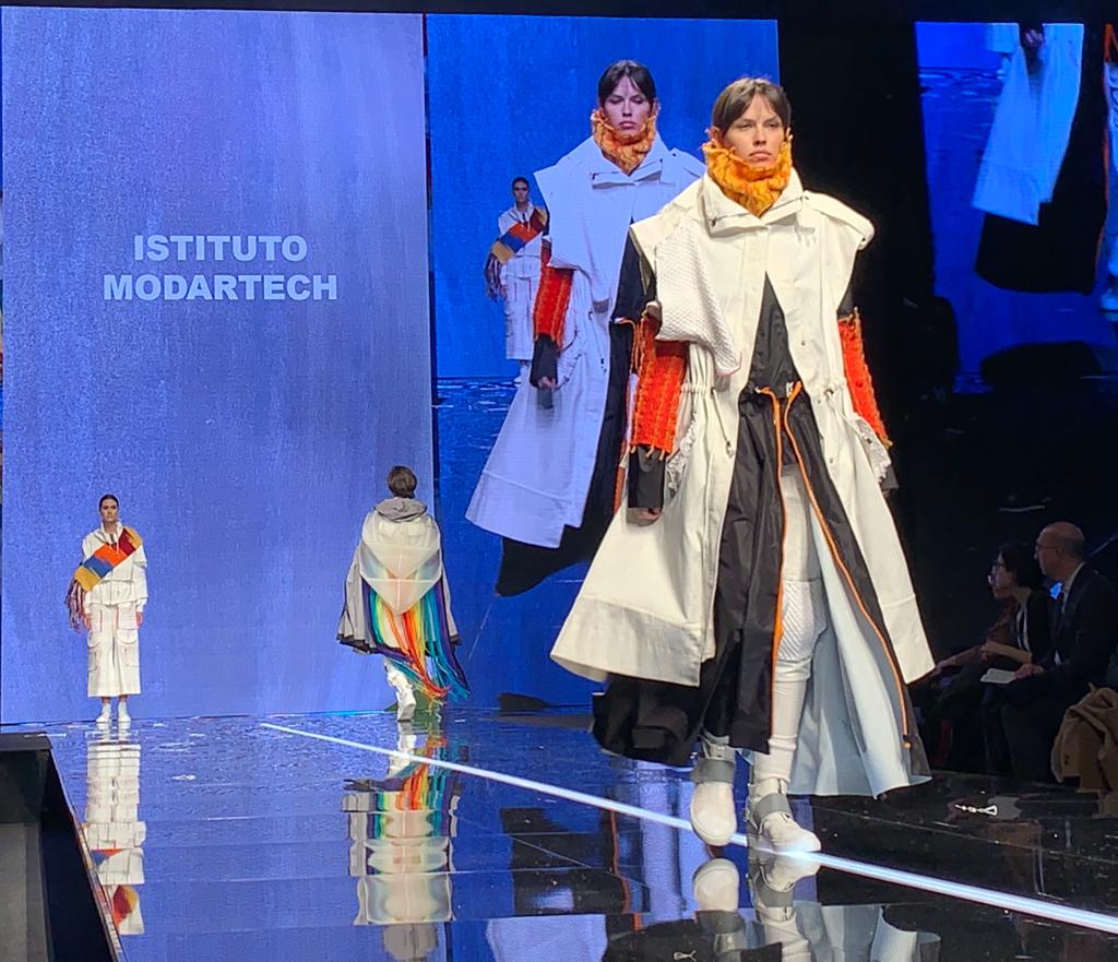 modartech's tweet photo. Creativity, sustainability and performing technology.
These are the main takeaways from the #Modartech Collection - Contemporaneity and Memory presented today by our emerging fashion designers on the catwalk of “Elements of Sustainability” Fashion Show at #MICAM Milano. https://t.co/RU9PK2ErHm