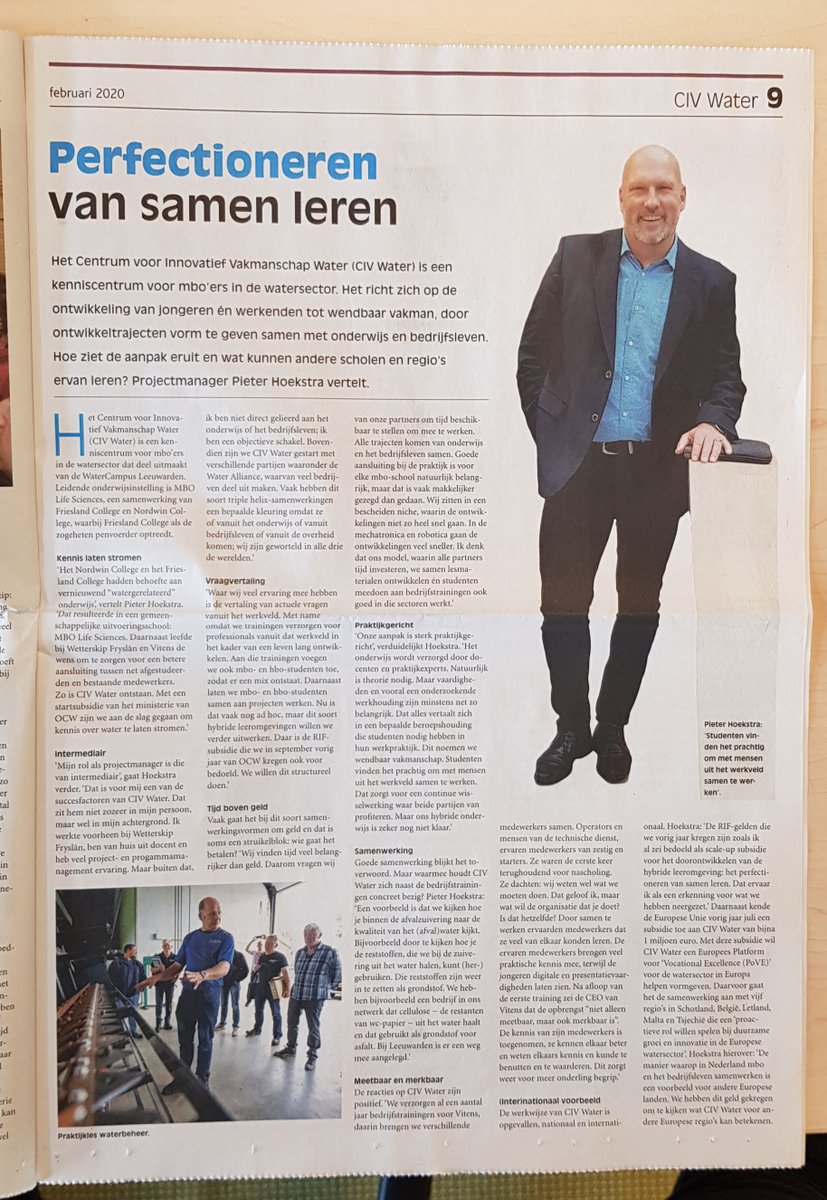 Mooi artikel over CIV Water in de MBO Krant, met @PieterSherpas