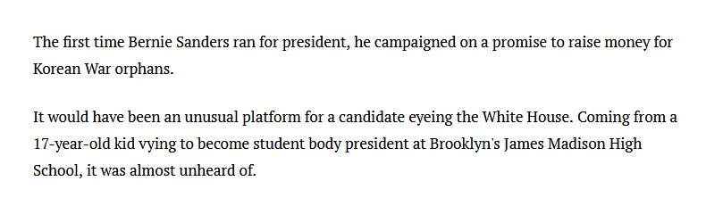 tonytula's tweet photo. bernie campaigned on fundraising for korean war orphans when he ran for high school president πππ https://t.co/im7F6y7UOW