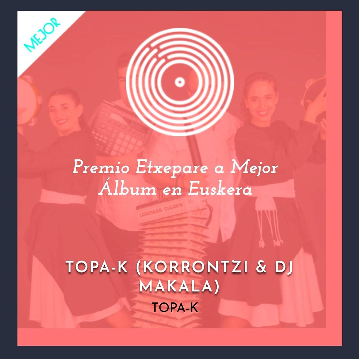 🚨Nuestro último trabajo Topa-K entre los semifinalistas al mejor álbum en euskera en los Premios MIN.

🚨Gure azken lana Topa-K Premios #MIN sarietan semifinalista da euskarazko diskorik onena bezala.

<a href="/PremiosMIN/">Premios MIN</a> <a href="/djmakala/">Mikel Makala</a> #korrontzi2020 @etxepareEU <a href="/musikabulegoa/">Musika Bulegoa</a> <a href="/MIE_Elkartea/">MIE Elkartea</a>