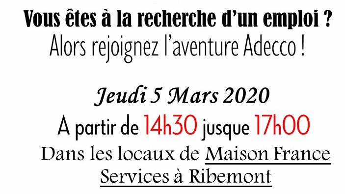 Permanence #Adecco à la maison #FranceServices de la #CCVO #Aisne #Ribemont