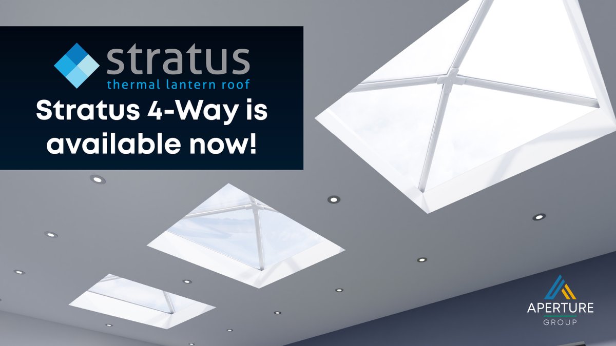 GroupAperture's tweet photo. 66% smaller ridge than standard systems, Stratus 4-Way's 20 degree pitch, discreet top caps &amp; internal covers mean no ugly rafter end gaps.
Traffic White RAL 9016/Anthracite Grey RAL 7016 externally with RAL 9016 internally.
01623 444390 
https://t.co/NPDEGcC83k…
#innovation https://t.co/43gusL4kJq