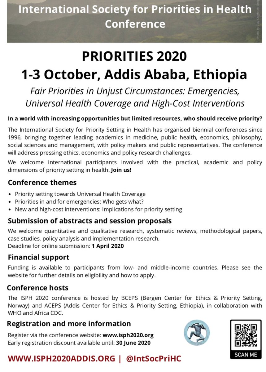 mahhlun's tweet photo. Call for Abstracts. #Priorities2020 Conference, 1-3 Oct, 2020 Addis Ababa #Ethiopia Themes - a)Priorities in &amp; for emergencies: who gets what? b)New &amp; high cost interventions: Implications for priority setting c)Priority setting towards #UHC @AfricaCDC @BCEPShealth https://t.co/4wDreCXMHg