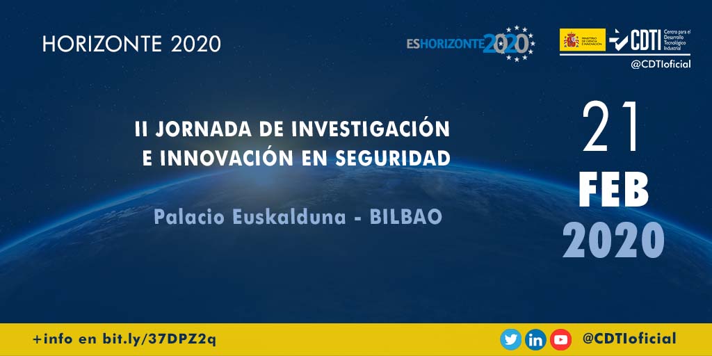 CDTI_innovacion's tweet photo. HORIZONTE 2020 | @CDTIoficial presenta las ayudas de #Horizonte2020 para proyectos de I+D+i en el ámbito de la #seguridad en #Bilbao> +info en https://t.co/SKiFJcmC2w
#Horizonte2020 #H2020 #AyudasCDTI #empresas #innovación #seguridad #SociedadesSeguras https://t.co/buQZNkNlN2