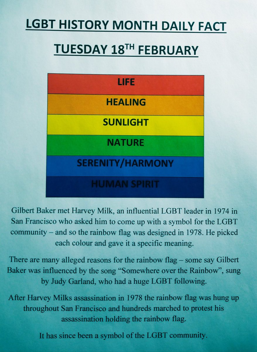 Alice Bowerman (@alicembowerman) on Twitter photo #LGBTHM20 fact for Tues 🌈 so many people ask 'why the rainbow flag?' well here it is 😊 #rainbow #lgbt #LGBTQ #erac #su4 <a href="/gradu8recruiter/">Ashley Hever</a> <a href="/LUMAZ1980/">Scott Lumley</a> <a href="/JaneneScurfiel1/">Janene Scurfield</a> <a href="/ERAC_U4ALL/">U4 Diversity ERAC</a> #LGBTHM20 fact for Tues 🌈 so many people ask 'why the rainbow flag?' well here it is 😊 #rainbow #lgbt #LGBTQ #erac #su4 <a href="/gradu8recruiter/">Ashley Hever</a> <a href="/LUMAZ1980/">Scott Lumley</a> <a href="/JaneneScurfiel1/">Janene Scurfield</a> <a href="/ERAC_U4ALL/">U4 Diversity ERAC</a>