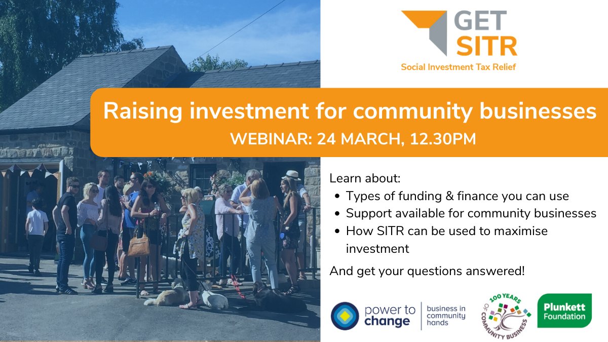 GoodFinanceUK's tweet photo. Want to find out more about raising finance for your #CommunityBiz? Join @BigSocietyCap for their webinar featuring experts from @peoplesbiz @PlunkettFoundat alongside @Mel_BigSocCap #GetSITR @CommunityShares @ComShares https://t.co/Z6XFb2Sidi https://t.co/3aVnXVVWrX
