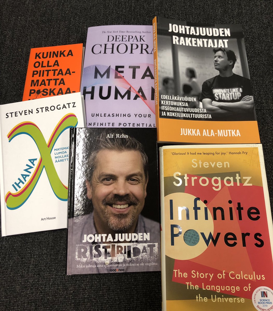 VeeraLehtismaki's tweet photo. Uusi kirjapläjäys saapui. @stevenstrogatz teki Sync -kirjallaan niin ison vaikutuksen, että miehen kirjoja tilattiin lisää. Mielenkiinnolla odotan myös mitä Alf Rehn ja Jukka Ala-Mutka ajattelevat nyt johtamisesta.
@STC_Tampere #johtaminen #soldem https://t.co/UaAJ205Ky6