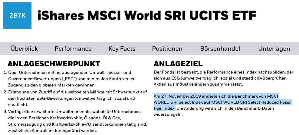 Christian W Rohl Bei Ihrem Grossten Nachhaltigen Welt Fonds Haben Die Etf Macher Von Ishares 19 Den Index Ausgetauscht Um Den Anteil Fossiler Energien Runter Zu Kriegen Von 4 2 Auf 1 1