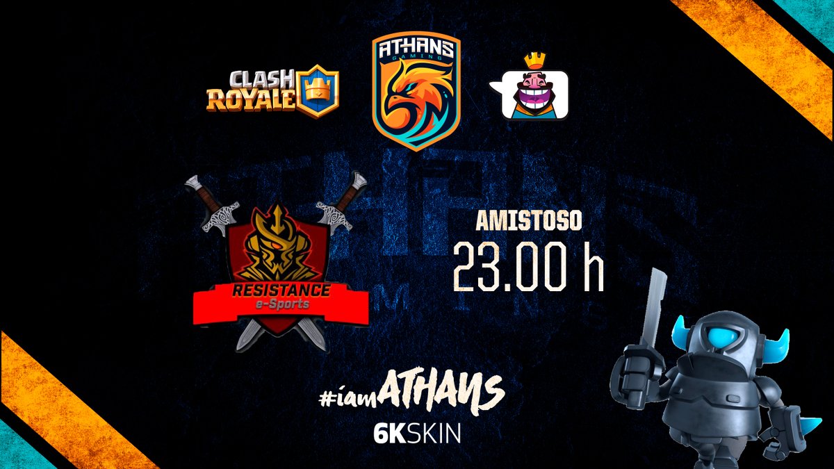 #ClashRoyale  | 🏰 Nuestro equipo de Clash Royale en acción con su preparación diaria...

🏆 Amistoso
⏰ 23.00 h
🆚 <a href="/Resistance_eS/">🛡️⚔️Resistance e-Sports⚔️🛡️</a>

#iamATHANS #iamClashRoyale