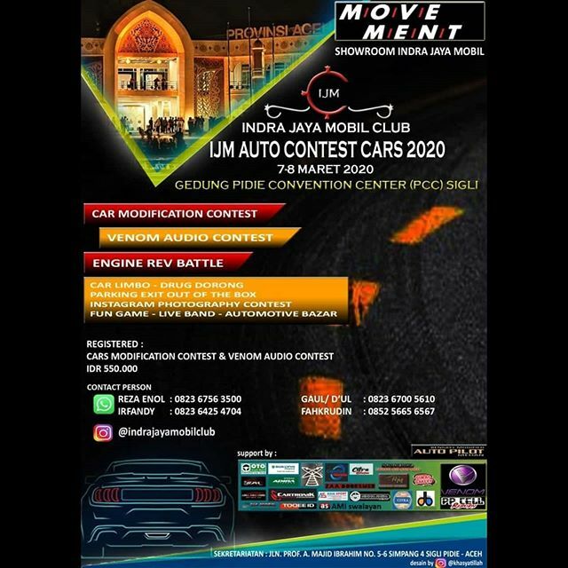Hai, Venomania yang ada di Aceh, khususnya yang di Sigli dan Banda Aceh. Ayo ramaikan event keren dari team @indrajayamobilclub pada 7-8 Maret 2020 di Pidie Convention Center, Sigli.

Akan ada special class dari Venom khusus untuk Venomania.