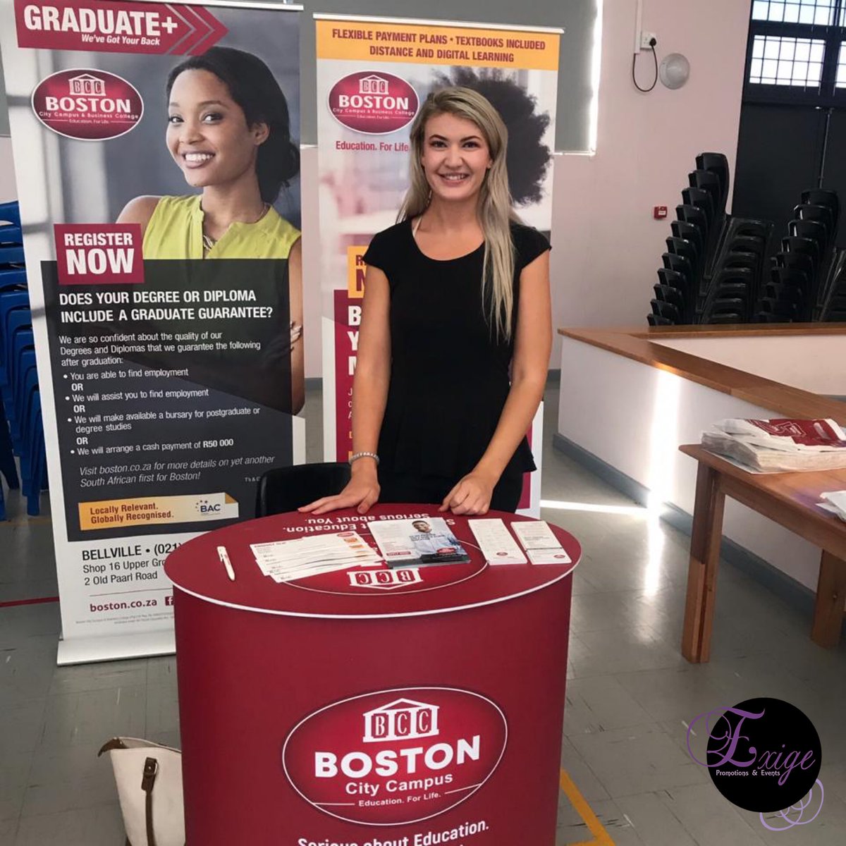 ExigePromotions's tweet photo. Today is the start of the Cape Town leg of Rocking The Future⭐️

 Our 4 gorgeous girls are representing CAD, ADA, Boston College and Embury.

#futureisbright #RockingFuture2020
#careerexpo #careersearch #career #future #lookingahead #capetown #highschool #school #westerncape https://t.co/DDmnDyuINz