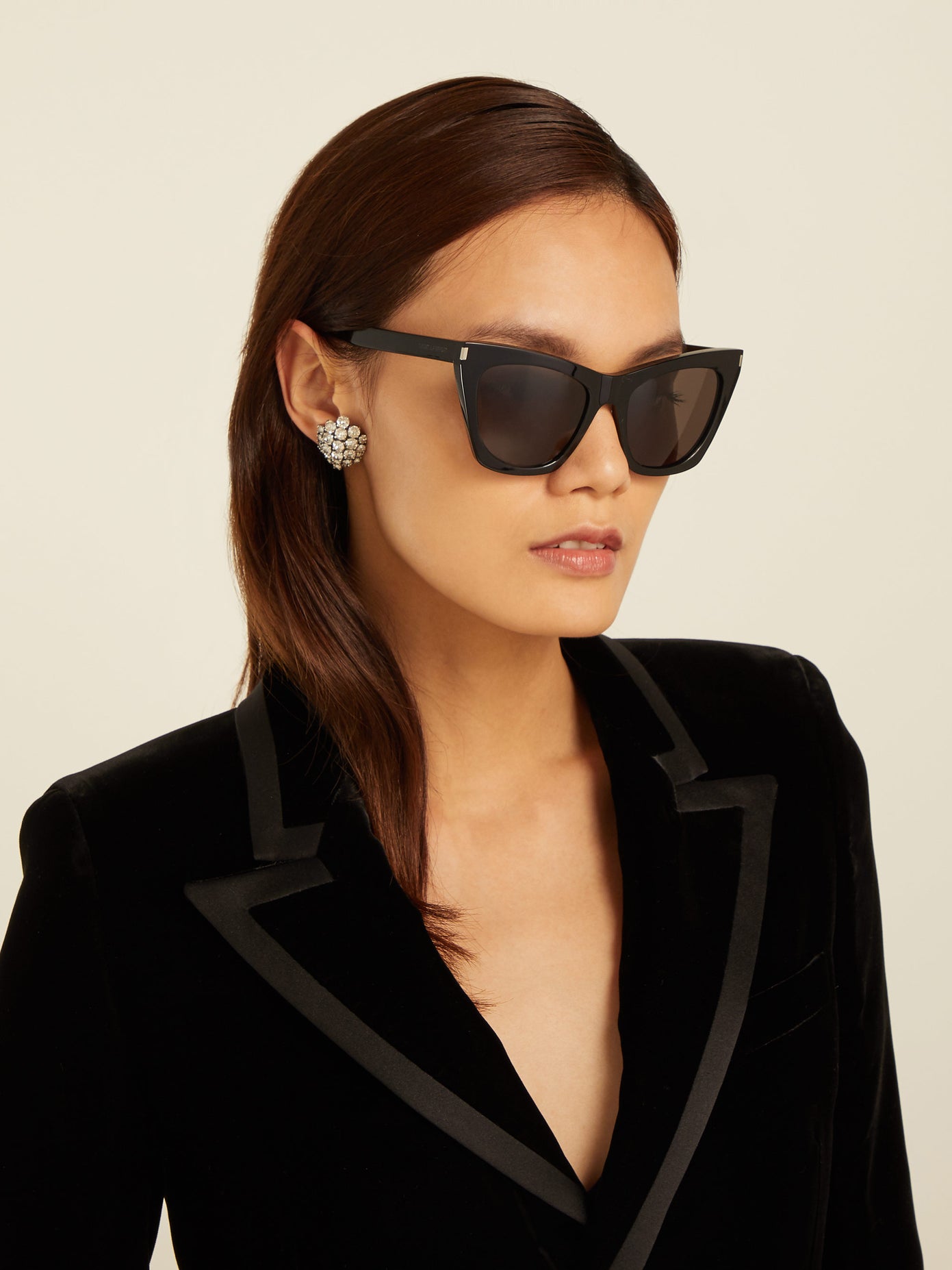 lenshop on X: Saint Laurent's black acetate Kate sunglasses are a