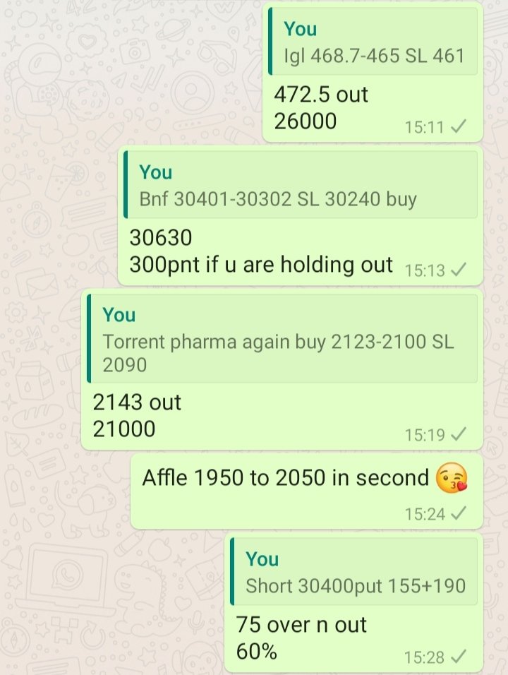 Gauravfaria32's tweet photo. Khunkaaar teji....
#mcdowell #apollohospital #banknifty #bharti #bata #jubliant #torrent #IGL #mgl #OptionsTrading done 50-60% #inteaday . #bajfin 😎😎😎 https://t.co/lQb100Zpcm