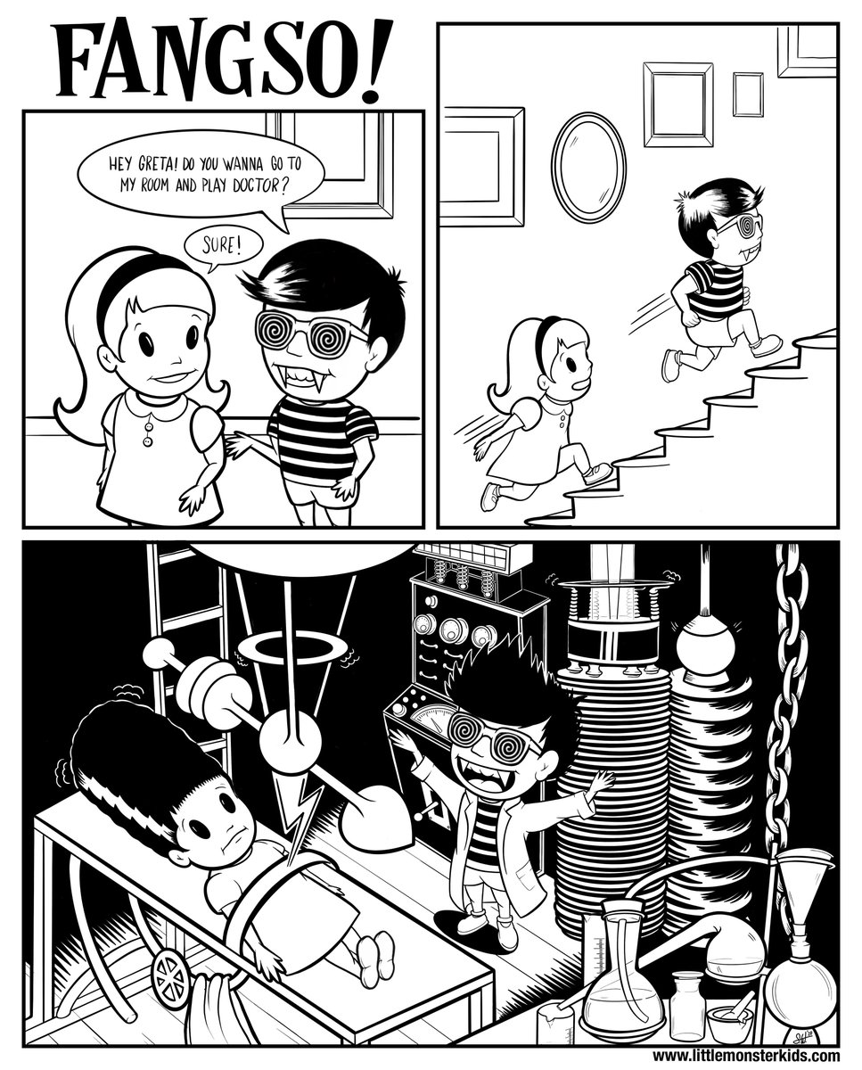 LMonsterK's tweet photo. FANGSO #4
#littlemonster #fangso #comic #webcomic #universalmonsters #classicmonsters #addamsfamily #illustration #madscientist #frankenstein #horrorfans #horrorcomic #HorrorMovies #Horrorphile #horrorfilm #humor #graphichumor #GraphicDesign #graphicnovels #graphicart #monsters https://t.co/zzcnrCn75I