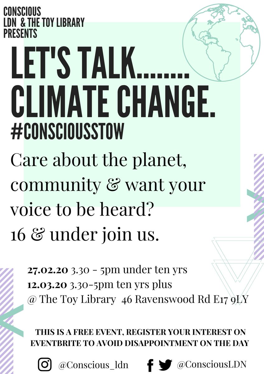 ConsciousLDN's tweet photo. Let's Talk Climate Change #ConsciousStow. Is happening, I'm so excited to be able to give the young people of #WalthamForest an opportunity for their voice to be heard, more details on poster and eventbrite. 
https://t.co/iw25J0cQeA #makeadifference #ActNow #TogetherWeCan https://t.co/EUzYGgd5hw