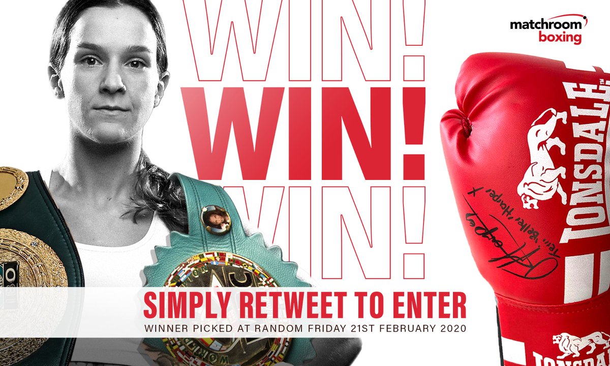 Matchroom Boxing (@matchroomboxing) on Twitter photo ✍️🥊👑👑
Simply Retweet to be in with a chance of winning this signed glove from World Champ <a href="/TerriHarper96/">Terri “Belter” Harper</a>! 🔄 ✍️🥊👑👑
Simply Retweet to be in with a chance of winning this signed glove from World Champ <a href="/TerriHarper96/">Terri “Belter” Harper</a>! 🔄