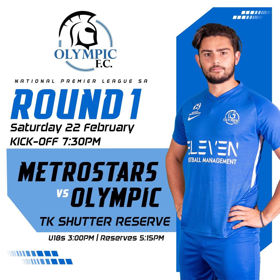 Round 1️⃣ kicks-off on Saturday as we face North Eastern MetroStars at TK Shutter Reserve.

Be there to cheer on your Olympic! 🔵⚪️

#AOFC