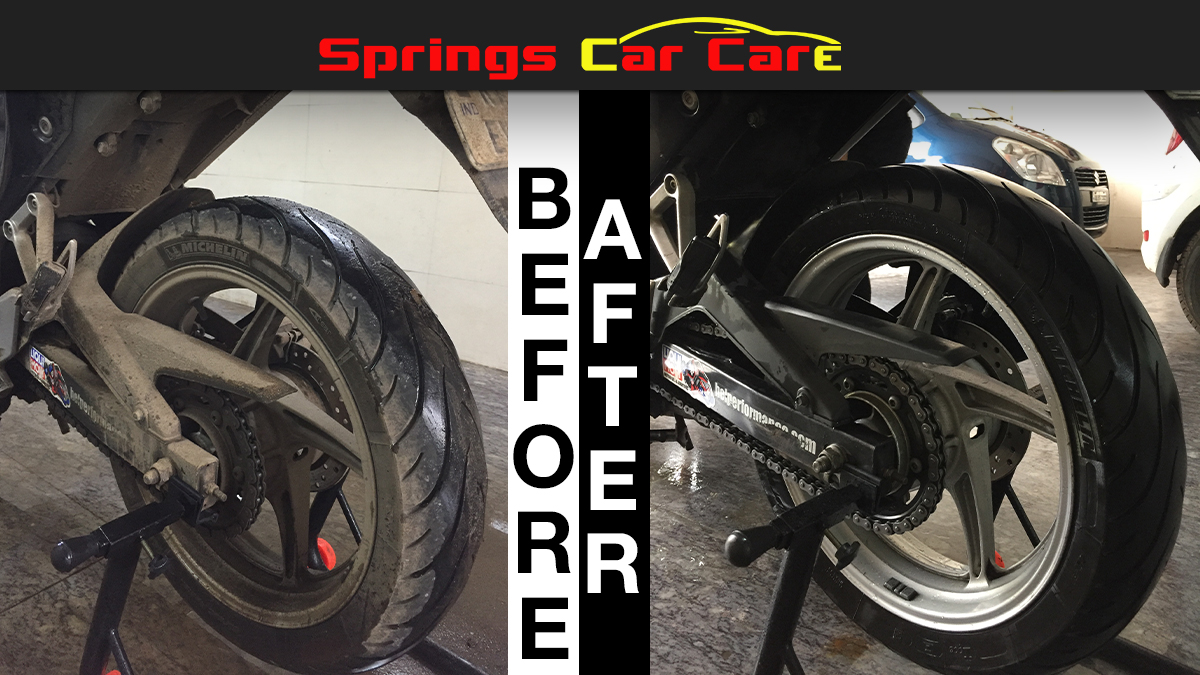 springs_carcare's tweet photo. One of the toughest areas to #detail on a #motorcycle is the #chain, #sprocket &amp; the #rearwheel. 

But when it's done right, the results are #phenomenal. Let us know what you think.

For more info on #Motorcycledetailing visit: https://t.co/GNoZw1H9YS

#bikeclean #bikedetailing https://t.co/9VbSfEYL3M