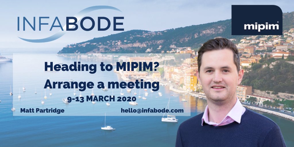 Infabode's tweet image. Get in touch with our CEO @mjpartridge1 to arrange a meeting @MIPIMWorld 
Please contact him at hello@infabode.com
 #MIPIM2020 #Infabode #RealEstate #PropTech
