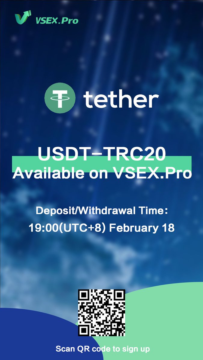 USDT-Tron is now available on VSEX.Pro.Sign up and win stablecoins! @Tronfoundation <a href="/justinsuntron/">H.E. Justin Sun 👨‍🚀 🌞</a>