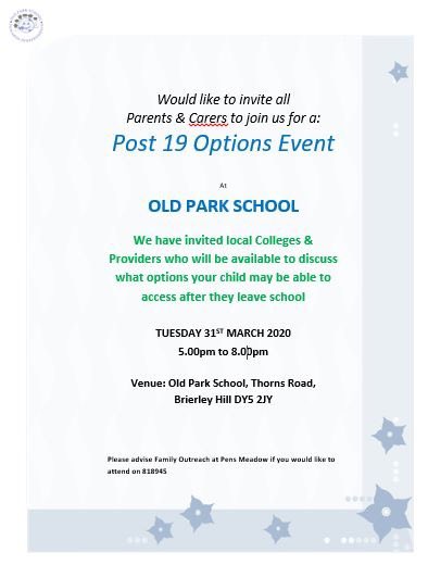 DWTFC's tweet photo. OLD PARK SCHOOL invite Parent Carers to join them for a Post 19 Options Event. They have invited local Colleges &amp; Providers who will be available to discuss what options your child may be able to access after they leave school
31st MARCH 2020
5.00pm to 8:00pm Old Park School https://t.co/HHq1mFrCl6
