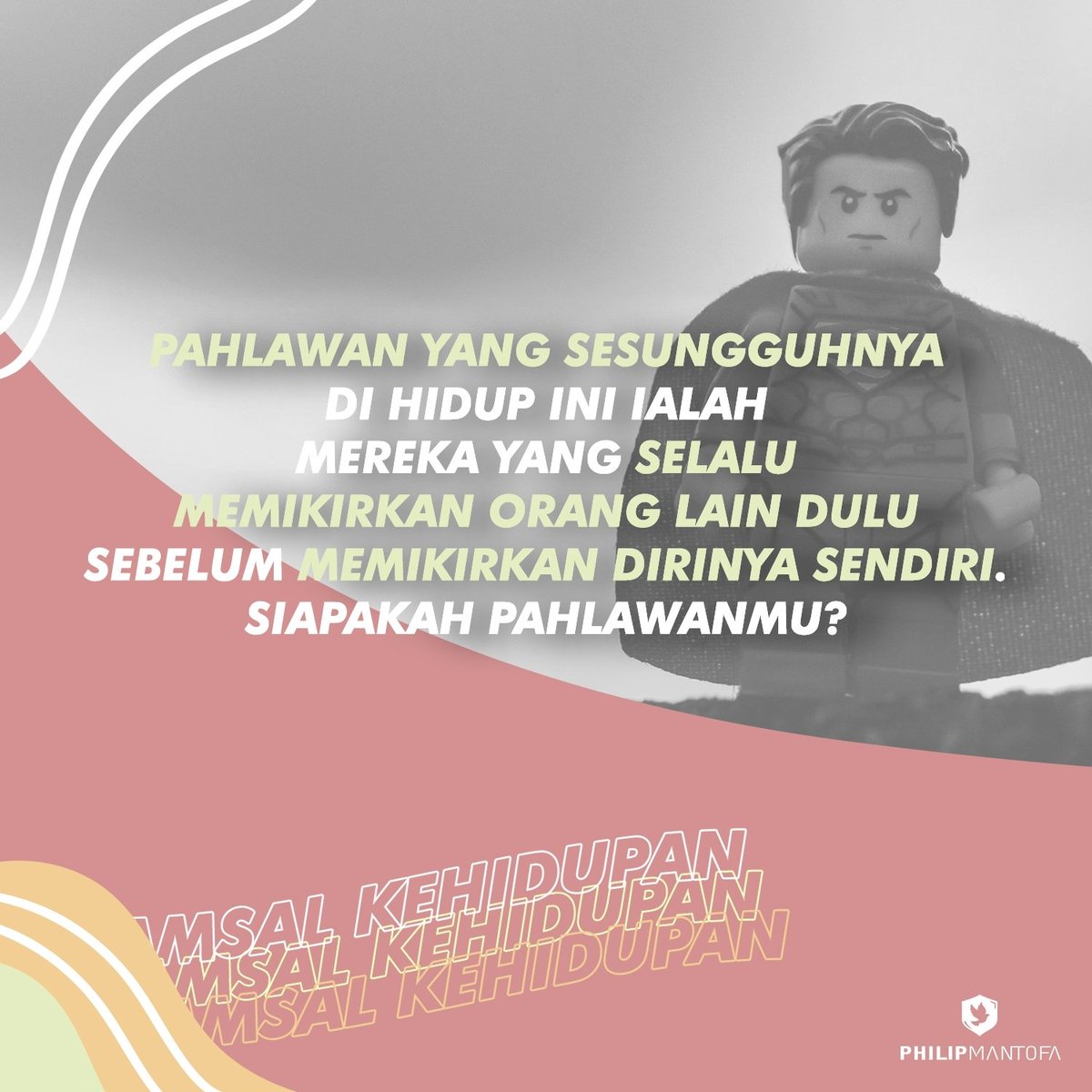philipmantofa's tweet photo. Real heroes in life are those who always think of others before they think of themselves.
Who are your heroes?
.
Pahlawan yang sesungguhnya di hidup ini ialah mereka yang selalu memikirkan orang lain dulu sebelum memikirkan dirinya sendiri.
Siapakah pahlawanmu?

#amsalkehidupan https://t.co/cJRyGcRvic