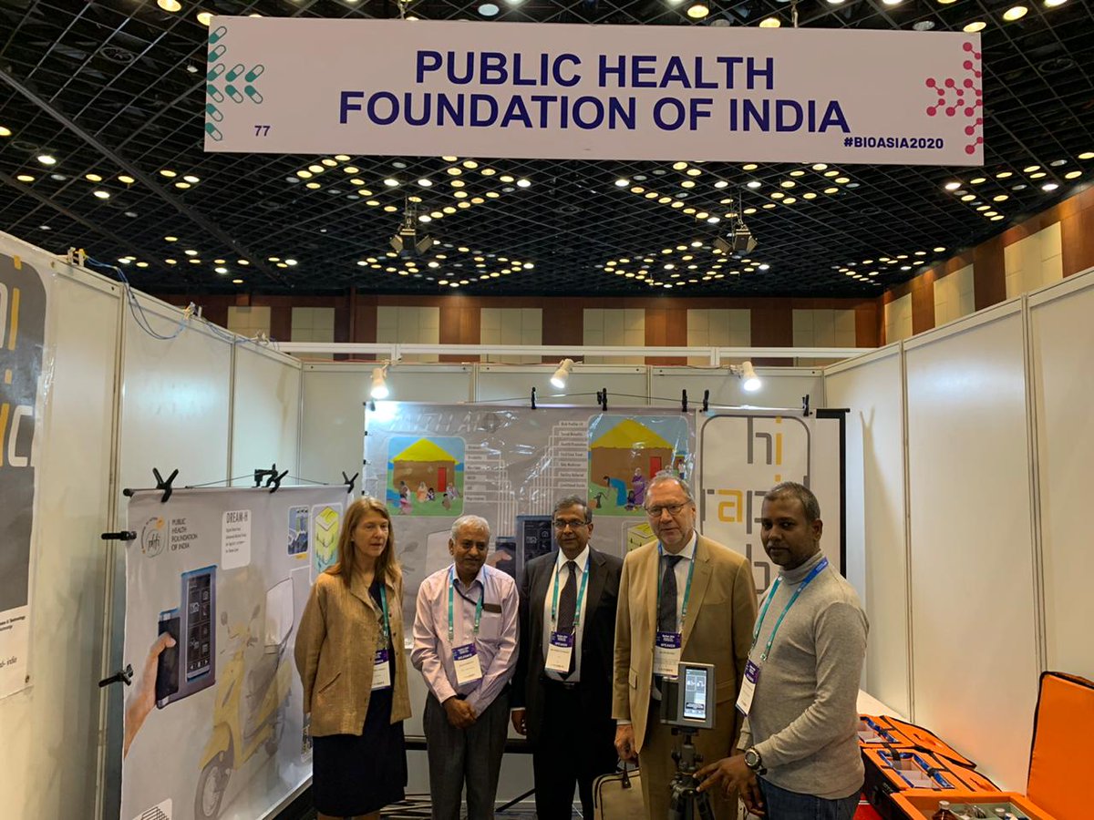 thePHFI's tweet photo. @thePHFI is privileged to have Prof. Peter Piot @LSHTM  visit us at #BioAsia2020 PHFI Stall. Prof. K Srinath Reddy @thePHFI , Prof GVS Murthy, Director #IIPHH &amp; Dr Suresh Munnuswamy , Head Health Technologies are also present. https://t.co/Qe67Hmrh4m