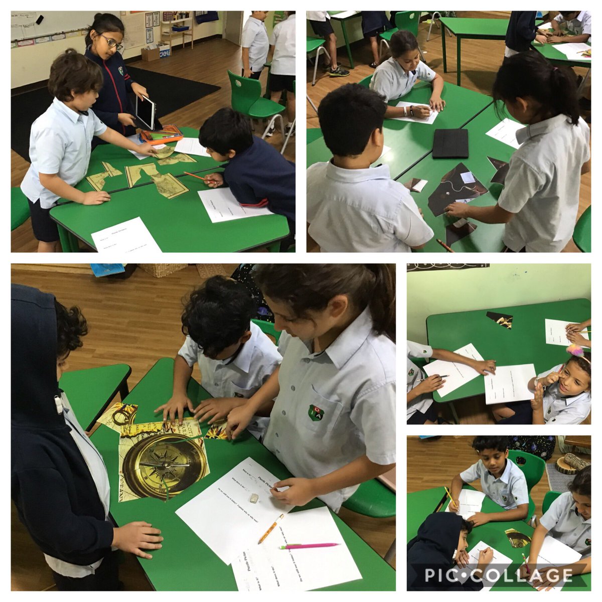 New term, new unit!  Tuning in with puzzles and explorations.  Grade 3 puzzles about what they had in front of them and inquired into if we use these inventions today.  #diabgrade3 #whereweareinplaceandtime #explore