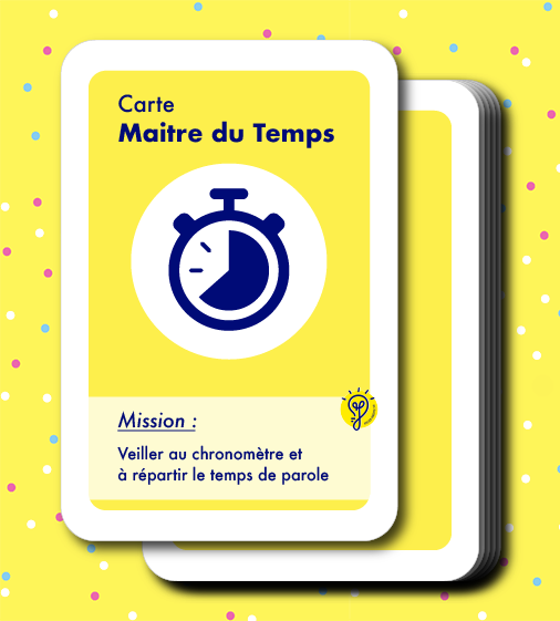 atelier_jugeote's tweet photo. Voici des rôles essentiels à établir lors d'ateliers ou réunions. 

Le #MaitreDuTemps ⌛ 
Son atout 🃏 : Si vous n'avez pas de chronomètre affiché au mur, ce sera la seule personne autorisée à regarder l'heure sur sa montre ou son téléphone. 

#AtelierDesign #DesignCollaboratif https://t.co/ikQsOLIUxe