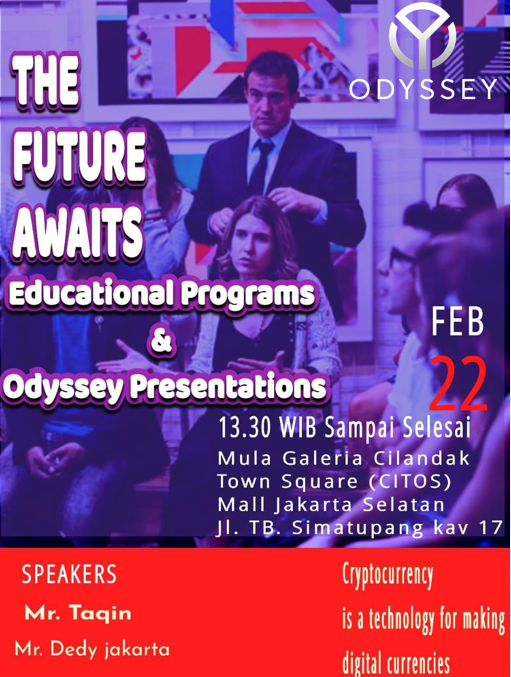 OdyCommunity's tweet photo. 🎺THE FIRST TIME EVENT ODYSSEY IN JAKARTA CITY 
Speaker:Mr Taqin &amp; Mr Dedy
Address:Mula Galeria Cilandak Town Square (Citos) Mall, South Jakarta
Date:22 February 2020(2 P.M.- 5 P.M.)
Theme:Educational programs and Odyssey presentations https://t.co/WU5N3vdGuZ
