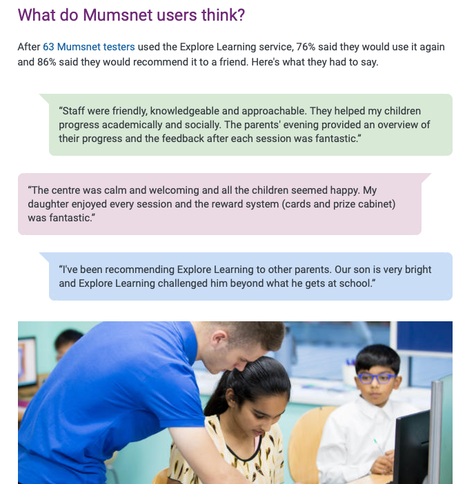 Did you know we’re <a href="/MumsnetTowers/">Mumsnet</a> rated? We invited #Mumsnet users to try our service and we’re incredibly proud to have been awarded the rated badge! ⁠⠀
⁠Follow the link to find out what our testers had to say about Explore Learning #tuition🗯️⁠bit.ly/3bOUzhF