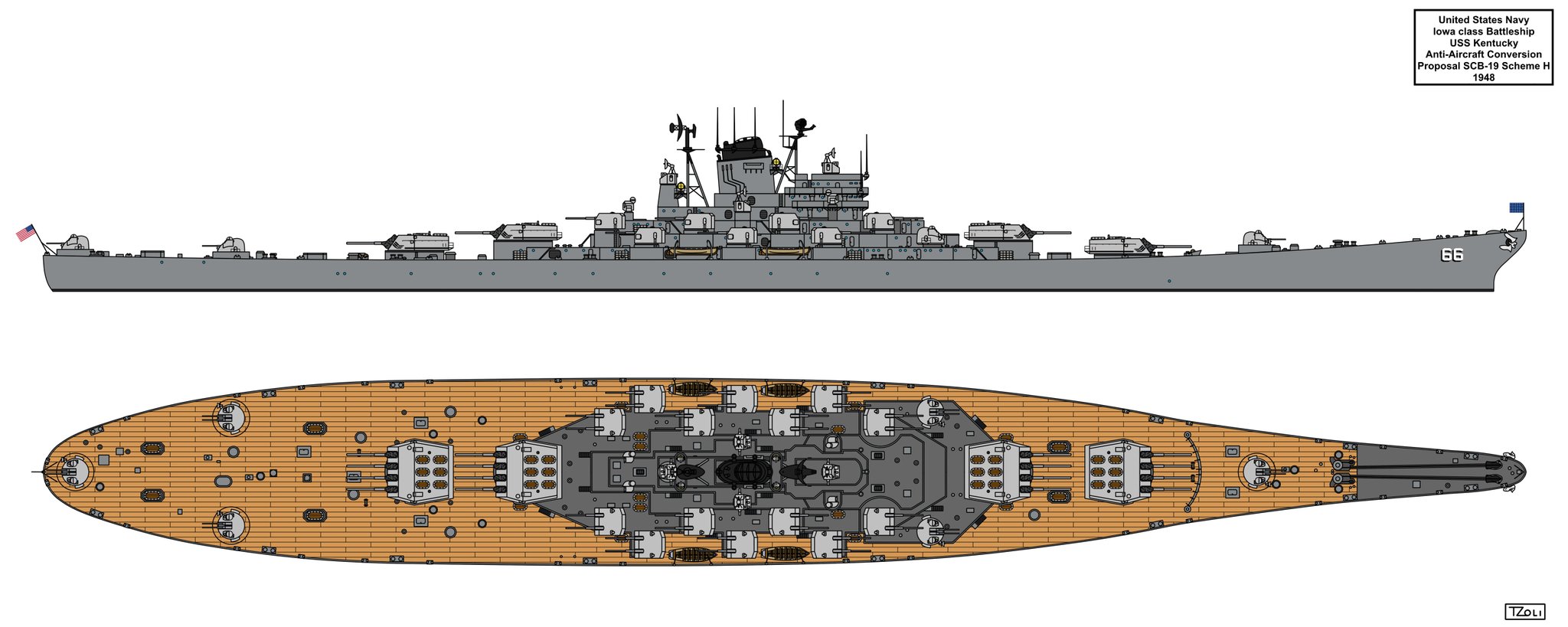 ヤマパンスキー ケンタッキーは1949年には対空砲装備のの防空戦艦案もあります 主砲にゼウス 3cm対空滑腔砲を四連装砲塔で装備するという でかいウースター級軽巡洋艦的な案で これもボンクラ魂を大いに刺激します T Co Lv9nzxu2ug Twitter