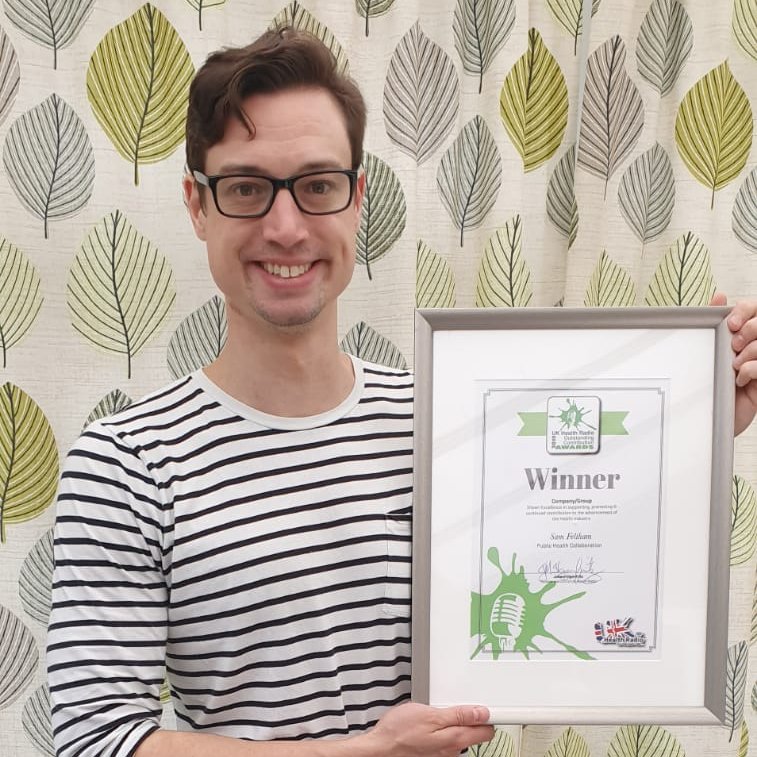 SamFeltham's tweet photo. Big thanks to @ukhealthradio for giving myself and @PHCukorg their Outstanding Contribution Award 😀👍 https://t.co/Hb4nfHaFdQ