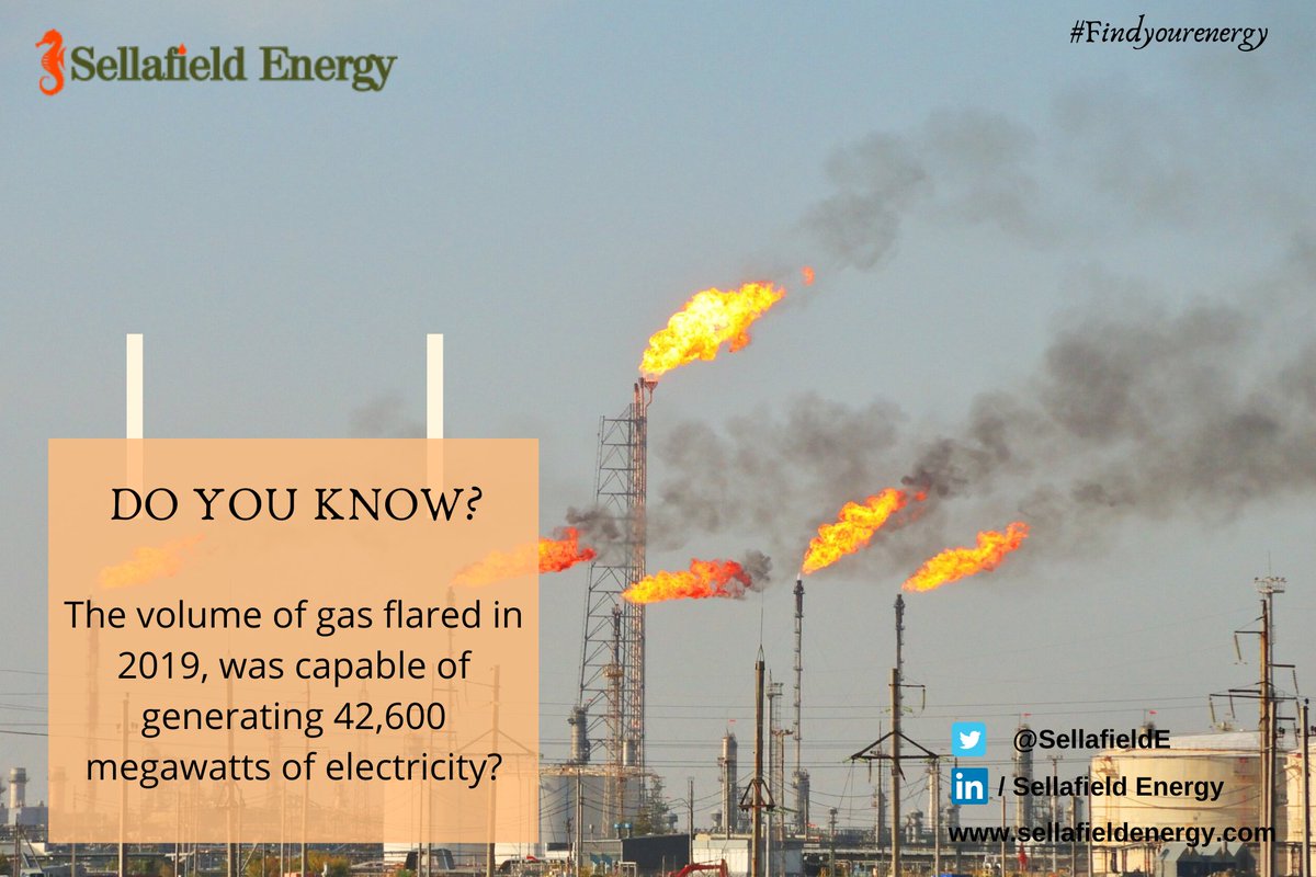 SellafieldE's tweet photo. Do you know that the volume of gas flared in 2019, was capable of generating 42,600 megawatts of electricity?

#sellafieldenergy #oilandgas #gasflare #gas #upstream #energy #oilindustry #pipeline #lng #NaturalGas https://t.co/zZCDGcKzVR