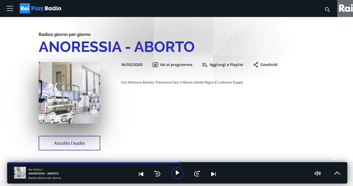 Questa mattina a @gpg_radio1 abbiamo parlato di Come stanno i ragazzi e di #anoressia tra i giovani insieme con Eleonora Belviso, Francesca Romana Ceci, Laura Dalla Ragione, Maria Grazia Giannini <a href="/ConsultanoiDCA/">Consult@noiDCA</a> e Fabio Seminatore, papà di Lorenzo.
bit.ly/37EqWfE