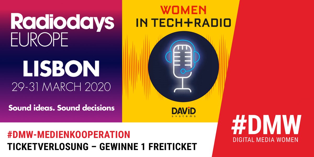 DigiWomenRHL's tweet photo. #TICKETVERLOSUNG
Im Rahmen unserer Medienkooperation mit @RadiodaysEurope verlosen wir ein #Freiticket für drei Konferenztage (29.-31.03.) in Lissabon im Wert von 675 Euro. Schreibt einen Kommentar zu diesem Blogbeitrag und seid dabei! #RDE20.
https://t.co/pXUmGAdXzF https://t.co/d7oOKepxdx