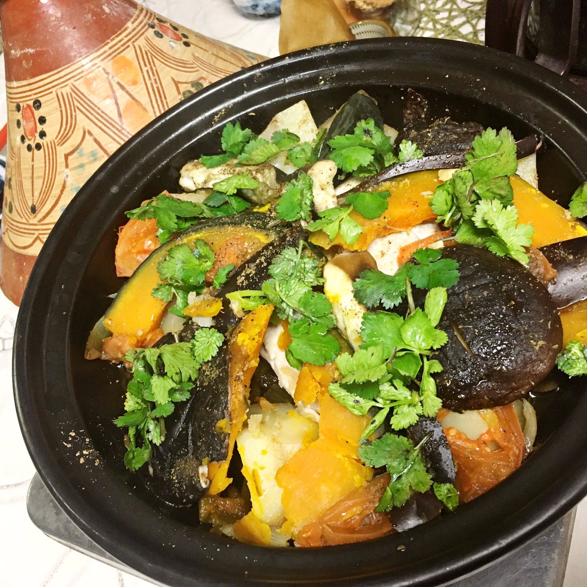 Tajine with spring green herbs. 🌿