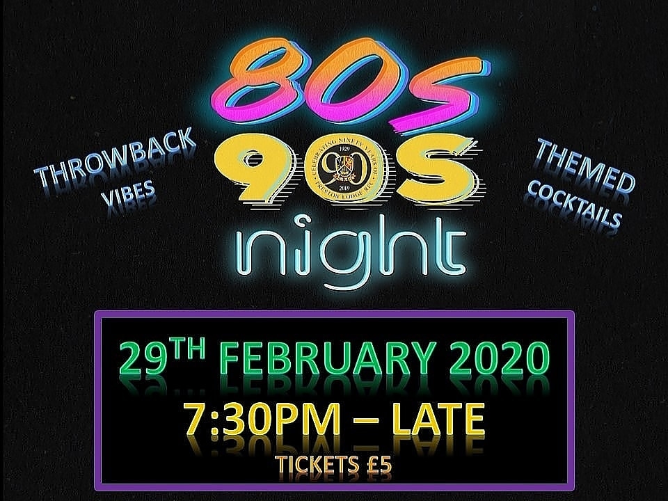 PrestonLodgeRFC's tweet photo. 80s/90s NIGHT
29 FEB 2020
Retro Tunes ✅
Cocktails ✅
Grab your tickets now!!
£5pp. Comment below to reserve. Collect & pay at the bar by 22 Fen.
#OneClubOneCommunity
#PL90
#80s #90s #cocktails #eastlothian #prestonpans https://t.co/8URp2DhvGt