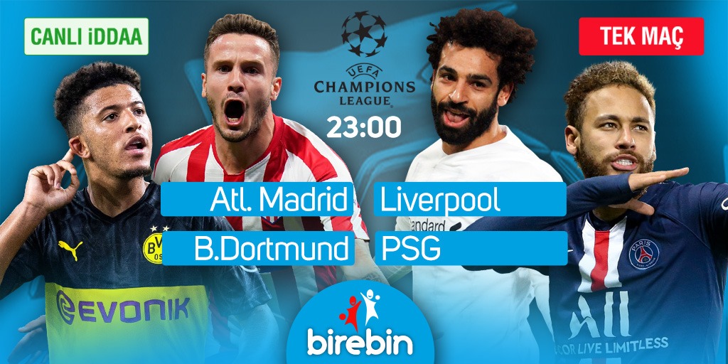 Şampiyonlar Ligi Son 16 Turu Karşılaşmaları BAŞLIYOR!💥⚽⠀
⠀
23:00 🇩🇪#Dortmund - #PSG 🇫🇷⠀
23:00 🇪🇸 #AtleticoMadrid - #Liverpool 🏴󠁧󠁢󠁥󠁮󠁧󠁿⠀
⠀
#Birebin #BirebinBonus #UCL #ChampionsLeague #Futbol #Tahmin ⠀
