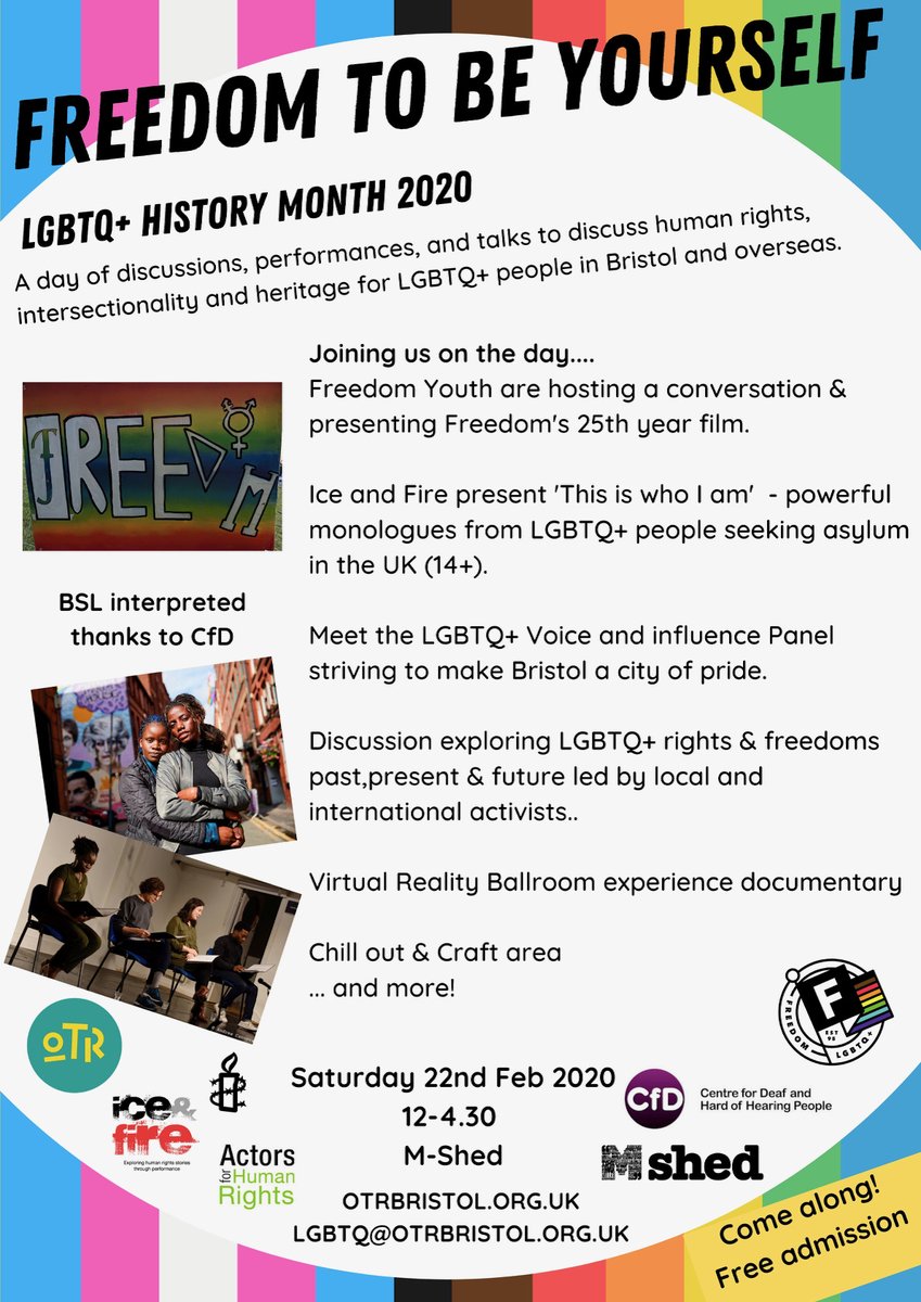 mshedbristol's tweet photo. We're looking forward to an amazing #LGBTHM20 event on Saturday programmed by our lovely partners @FreedomLGBTQ For more details: https://t.co/MbZIMZHota #FreedomToBeYourself ^Kg https://t.co/tXMgPp9xse
