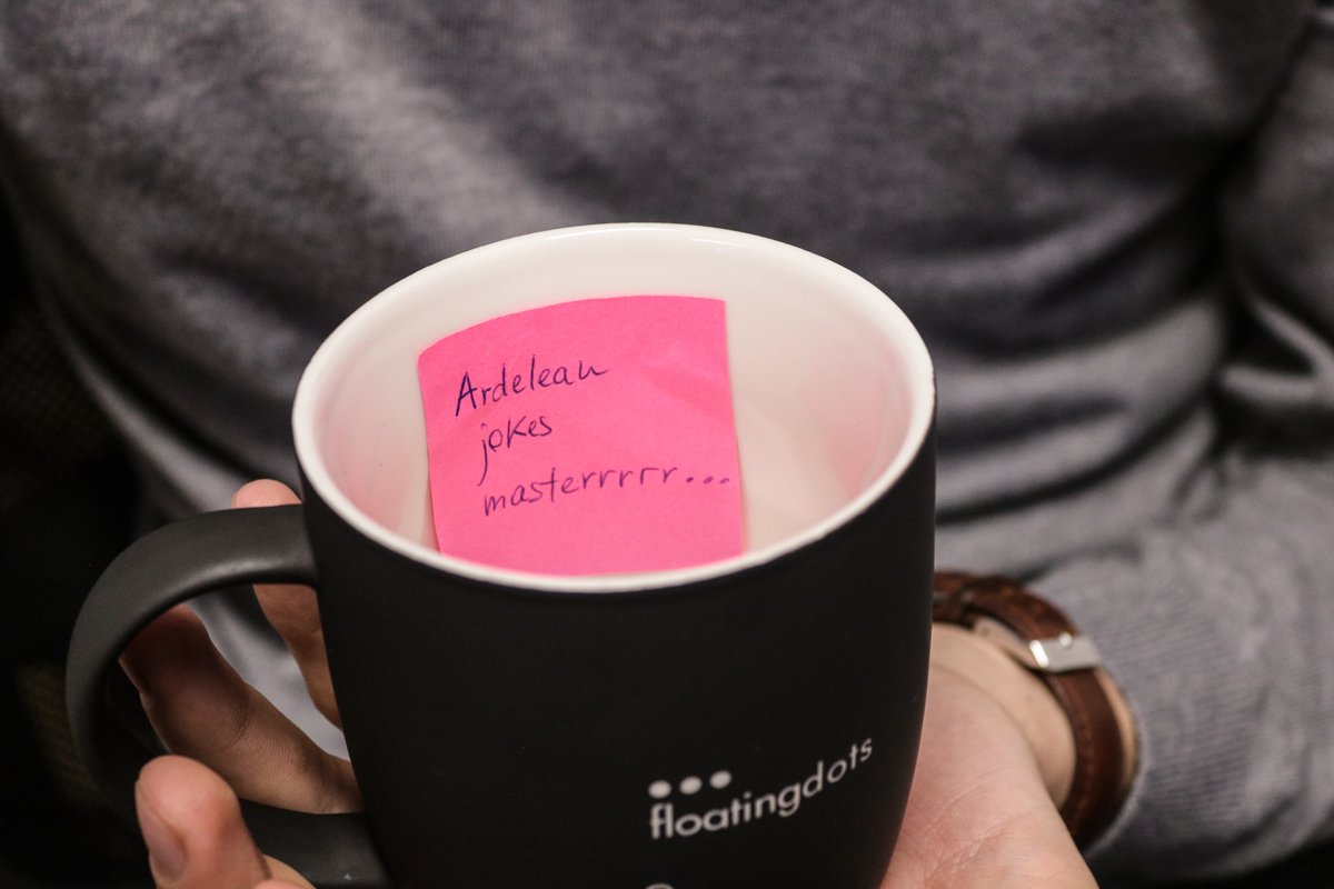 floating_dots's tweet photo. ☕️During the lunch break, we had to find our new mug by discovering which words describe each one of us best.
You have to try this one with your team, it's just awesome! 🎉

#team #activities #fun #lunchbreak https://t.co/40W3P4uri2