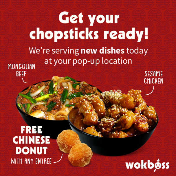 mybitetime's tweet photo. Get a FREE #Chinese donut with any entree at your pop-up location today! Make sure to try out our new dishes! 😍 #Bitetime #Popups #Wokboss #ChineseFood #Nashville https://t.co/hjhUkHSrFV