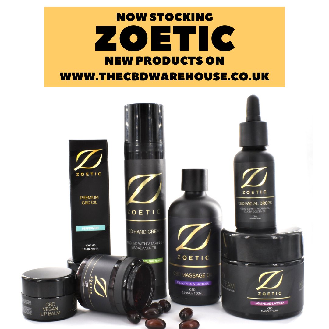 thecbdwarehouse's tweet photo. We are now stocking Zoetic! Be sure to check out the new products on the website! #cbd #cbduk #cbdoil #brighton https://t.co/Gvf2FoKzFJ