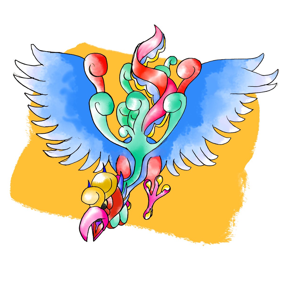 NoeyNever's tweet photo. Get ready for the Johto region Kickstarter! The second book's illustrations will pay homage to early Sugimori watercolours - no prizes for guessing which Johto pokemon is based on this legend 🐔🌈 #pokemon https://t.co/rJB9XkSqIX