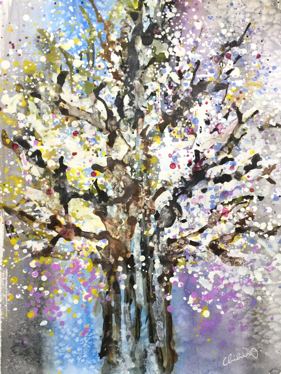 Mog Neko Mercari On Sale 冬桜 水彩画 絵画 ドリッピング スパッタリング 芸術同盟 T Co Z8xujt45xr Twitter